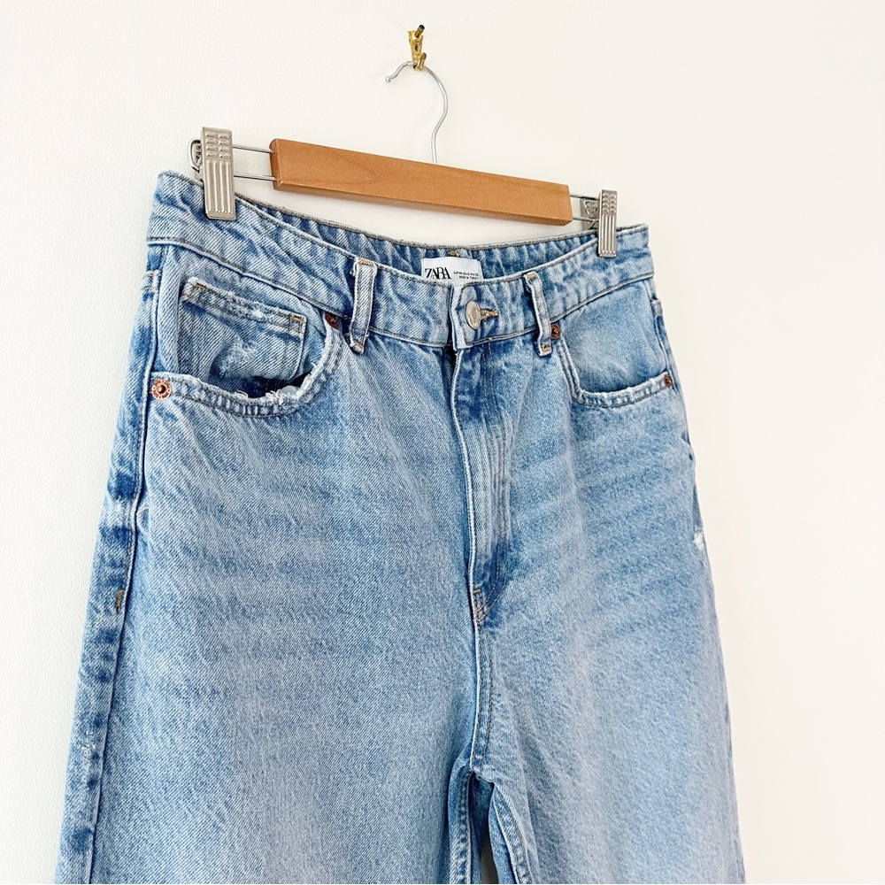 Zara Blue High waisted Wide Leg Jeans Size 8 - Picture 7 of 12